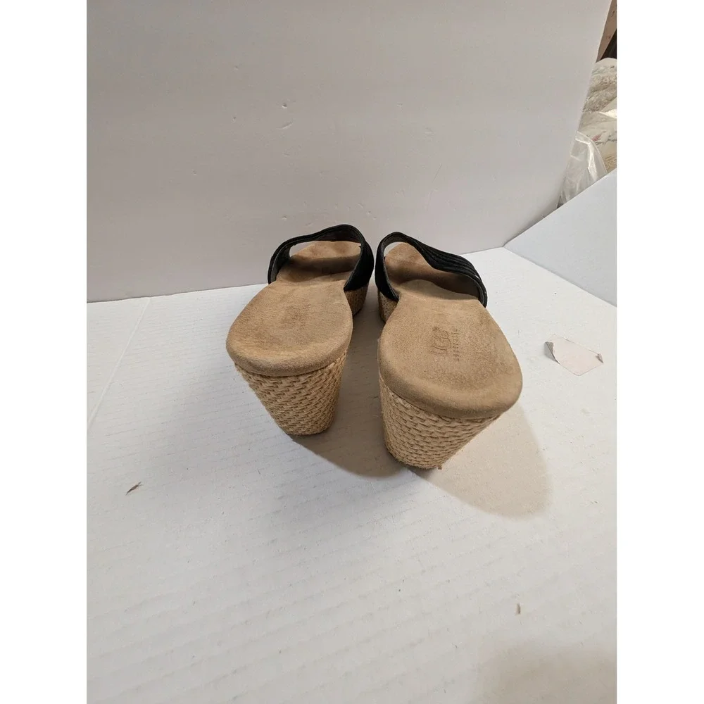 UGG Australia Lucianna Black Suede Jute Wedge Slide Sandals Womens 10 3100